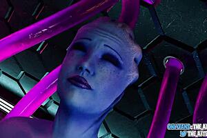 liara scores a creampie from a stranger. that 3d cartoon gloryhole action has sound!