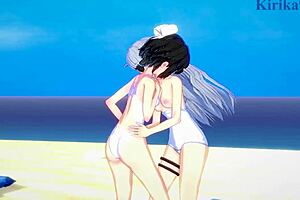 Miku Kohinata And Laura Bodewig Engage In Lesbian Play In Symphogear And Infinite Stratos Hentai