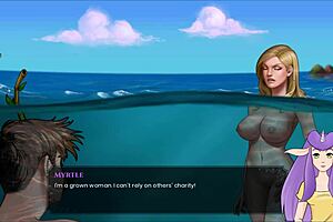 Muscular hunk goes for a nude swim in the sea in the summer