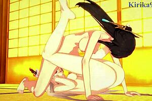 yoimiya and ayaka kamisato and ningguang and beidou intense futanari sex, it's so hot!