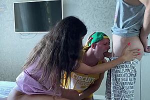 Yo, wanna see a cuckold suck off a stranger banging his wife real hard?