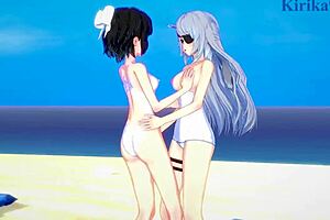 Miku Kohinata And Laura Bodewig Engage In Lesbian Play In Symphogear And Infinite Stratos Hentai