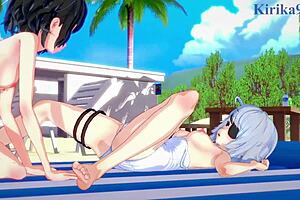 Symphogear and Infinite Stratos meet in 3D hentai