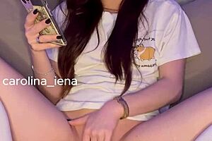 Italian girlfriend humiliates her cuckold boyfriend with JOI and CEI.