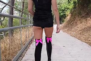 Crazy squirt during outdoor public masturbation