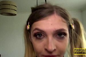 British sub Rhiannon Ryder gets face fucked and swallows cum