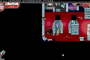 Hentai game features massive cumshot and deepthroat action