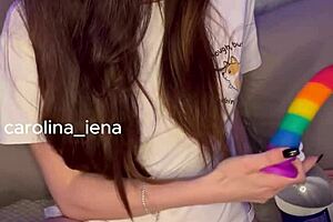 Italian girlfriend humiliates her cuckold boyfriend with JOI and CEI.