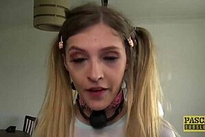 British sub Rhiannon Ryder gets face fucked and swallows cum