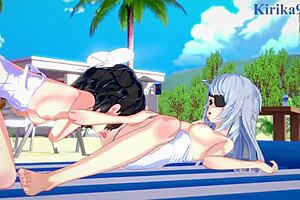 Miku Kohinata And Laura Bodewig Engage In Lesbian Play In Symphogear And Infinite Stratos Hentai