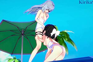 Miku Kohinata And Laura Bodewig Engage In Lesbian Play In Symphogear And Infinite Stratos Hentai