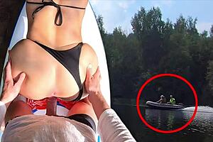 Petite teen gets fucked hard in public by the river