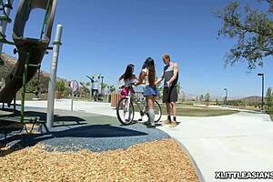 Tiny Hot Teen 18+S Riding A Huge Man Meat And Bounces Their Asian Pussies!