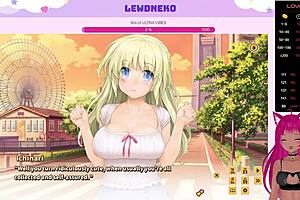 I moaned loudly as Vtuber Lewdneko played Love Cubed part 8 with huge tits.