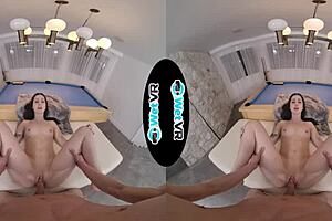 april valentino teases on the pool table then gets fucked hard in vr