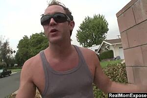 Hot milf by the pool invites waterboy in on a hot day