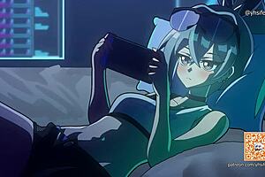 Intense 2D animation with wild cowgirl riding