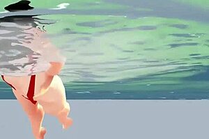 in this leo episode, the anime girl swims in a tiny micro bikini and has a nip slip.