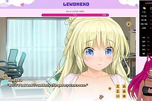 I moaned loudly as Vtuber Lewdneko played Love Cubed part 8 with huge tits.