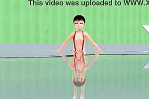 in this leo episode, the anime girl swims in a tiny micro bikini and has a nip slip.