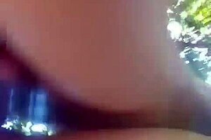 super bold outdoor queen mei na hooks horny guy on park bench for blowjob, then dives into woods for standing doggy creampie