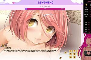 I moaned loudly as Vtuber Lewdneko played Love Cubed part 8 with huge tits.