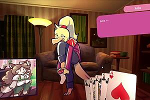 Hey, two chicks are playing furry strip poker and ripping clothes!