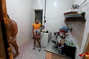 Teen anal in kitchen with stepdaughter, bareback and skinny