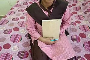 Desi student interacts with teacher in uniform during college time