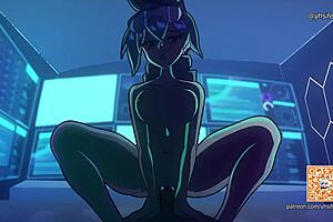 Intense 2D animation with wild cowgirl riding