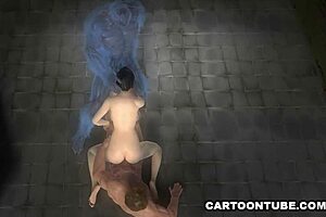 Beautiful 3D animated woman with perfect body in a prison cell gets gang banged