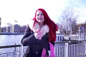 German scout - redhead pale milf Mina Knight, uh, picked up fer casting fuck in Berlin