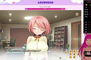 I moaned loudly as Vtuber Lewdneko played Love Cubed part 8 with huge tits.
