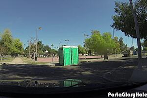 Milf Wants To Suck Cock At Porta Gloryhole In Public!