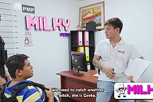 Greta Sweet’s hot police station cowgirl ride and doggy style action