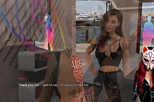 A brunette beauty shops and gets into some trouble in the changing room