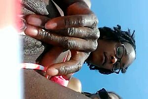 Fingering Wet Slut On Beach With Milf Group.