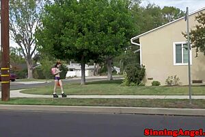 Small-tits teen 18+ gets hardfucked by stranger in deepthroat and missionary