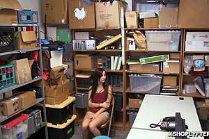 Jade Amber's hardcore cowgirl ride at work with an officer's big cock