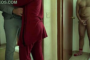 Damn! Horny Cuckold Wife Sucks Delivery Guy as Husband Watches