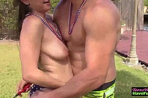 Party teens enjoy outdoor activities.