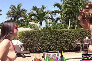 Party teens enjoy outdoor activities.