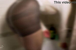 hot milf taking a shower in control top pantyhose