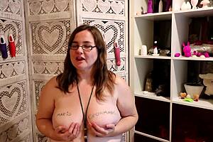Big beautiful woman showing her big boobs and using a female condom