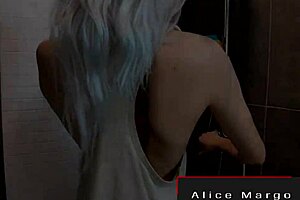 jump on big dildo in the shower, riding to orgasm