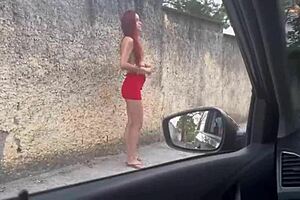 Asking for information from a woman at the bus stop