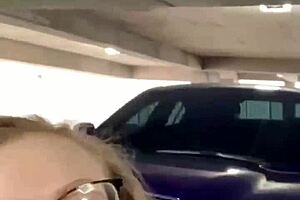Amateur couple has rough sex in a parking garage