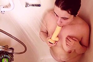 Why is the man sneaking to record bbw teen masturbating with dildo in shower?