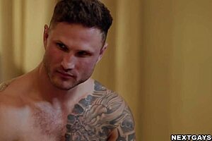 Muscular jock and twink have intense hardcore bareback sex
