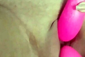 Shaved pussy MILF gets double penetration with toys